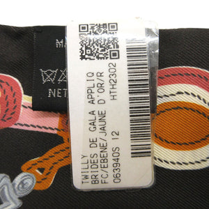 未使用 エルメス ツイリー ブリッド ドゥ ガラアップリケピケ スカーフ シルク エベンヌ 0144 黒【中古】HERMES