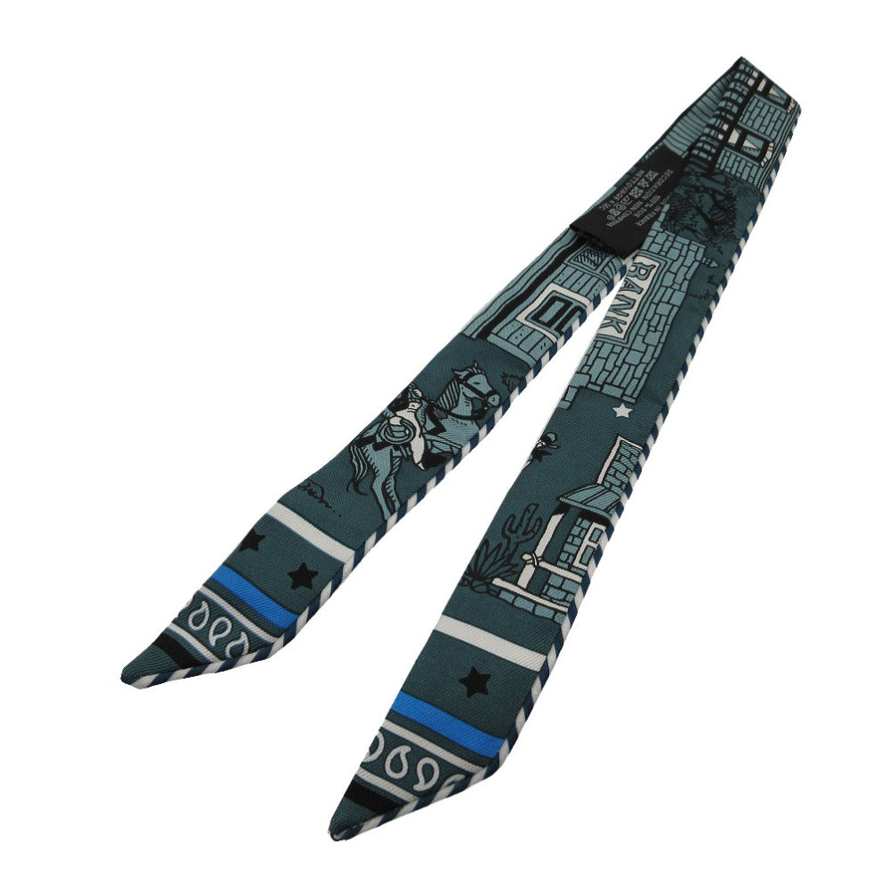 新品同様 エルメス ツイリードール キャンディ パリステーション スカーフ シルク ヴェールシプレ 0145 青緑【中古】HERMES