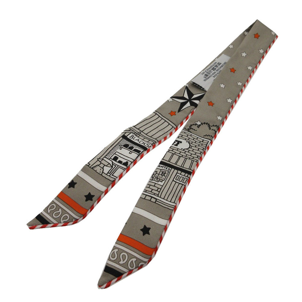 新品同様 エルメス ツイリードール キャンディ パリステーション スカーフ シルク グリサンドル 0146 グレー【中古】HERMES