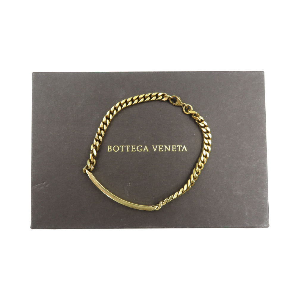 ボッテガヴェネタ チェーン プレート シルバー925 ゴールド ブレスレット 0163【中古】BOTTEGA VENETA
