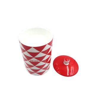 未使用 プラダ プラダレッド キャンドルホルダー 陶器 キャンドル レッド ホワイト アロマキャンドル 0168【中古】PRADA