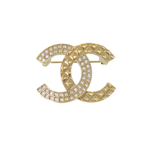 美品 シャネル ココマーク B17C ラインストーン ゴールド ブローチ アクセサリー 0183 【中古】 CHANEL
