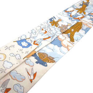 未使用 エルメス ツイリー SUR MON NUAGE 私の雲 シルク クレーム ブルーシエル オレンジ スカーフ 0186【中古】HERMES