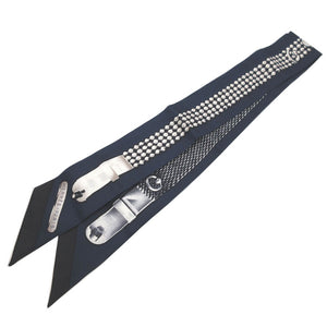美品 エルメス ツイリー トレゾールドゥメドール Le Tresor de Medor スカーフ マリーヌ グリス ノワール スカーフ 0187【中古】HERMES