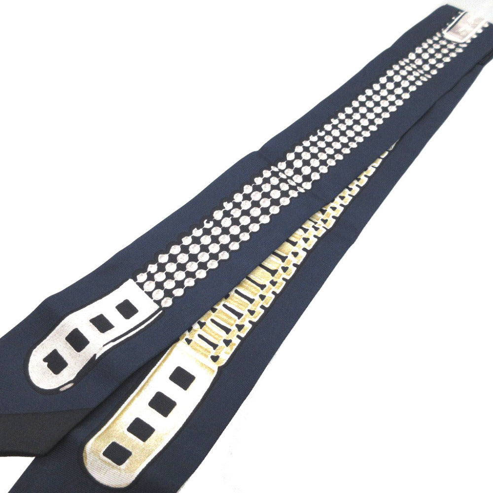 美品 エルメス ツイリー トレゾールドゥメドール Le Tresor de Medor スカーフ マリーヌ グリス ノワール スカーフ 0187【中古】HERMES