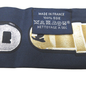 美品 エルメス ツイリー トレゾールドゥメドール Le Tresor de Medor スカーフ マリーヌ グリス ノワール スカーフ 0187【中古】HERMES