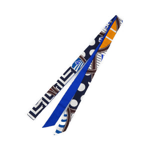 新品同様 エルメス ツイリー JEU DE SOIE シルクゲーム シルク ブルー ブラウン 0189【中古】HERMES