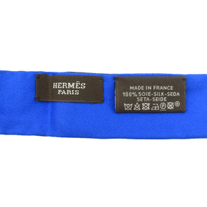 新品同様 エルメス ツイリー JEU DE SOIE シルクゲーム シルク ブルー ブラウン 0189【中古】HERMES