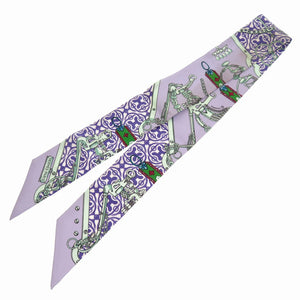 エルメス ツイリー 馬銜と鎖 MORS ET GOURMETTES REMIX モール エ グルメット リミックス スカーフ シルク パープル 0191 【中古】 HERMES