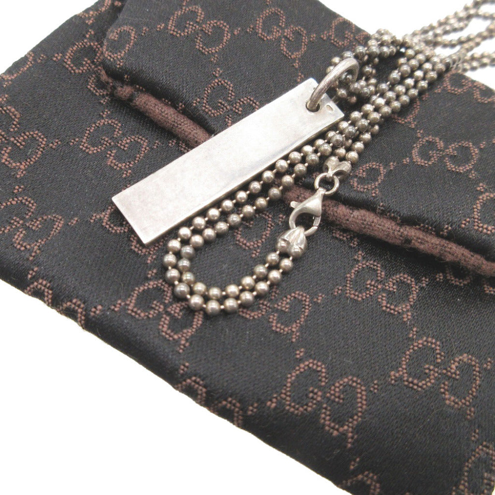グッチ プレート シルバー925 シルバー ボールチェーン ネックレス 0194【中古】GUCCI