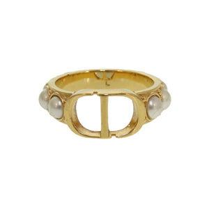 クリスチャン ディオール CD フェイクパール ゴールド 13号 リング 指輪 アクセサリー 0195 【中古】 Christian Dior