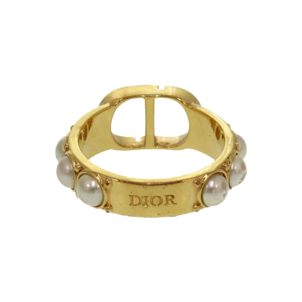 クリスチャン ディオール CD フェイクパール ゴールド 13号 リング 指輪 アクセサリー 0195 【中古】 Christian Dior