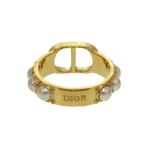 クリスチャン ディオール CD フェイクパール ゴールド 13号 リング 指輪 アクセサリー 0195 【中古】 Christian Dior