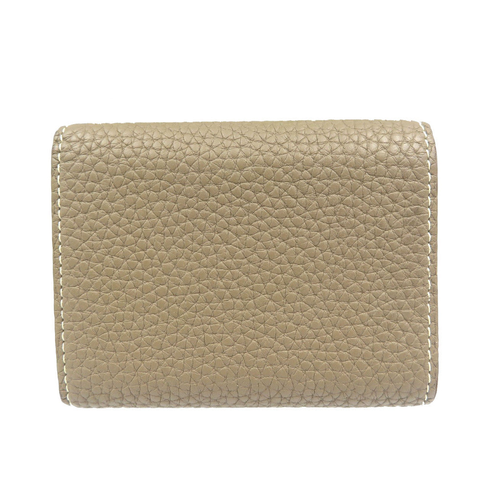 ボナベンチュラ  BWAT7-ETYE スモール ウォレット シュリンクレザー ゴールド金具 エトープ グレー イエロー 三つ折り財布 0196【中古】BONAVENTURA