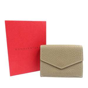 ボナベンチュラ  BWAT7-ETYE スモール ウォレット シュリンクレザー ゴールド金具 エトープ グレー イエロー 三つ折り財布 0196【中古】BONAVENTURA