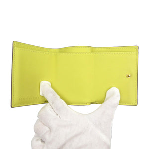 ボナベンチュラ  BWAT7-ETYE スモール ウォレット シュリンクレザー ゴールド金具 エトープ グレー イエロー 三つ折り財布 0196【中古】BONAVENTURA