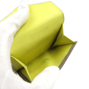 ボナベンチュラ  BWAT7-ETYE スモール ウォレット シュリンクレザー ゴールド金具 エトープ グレー イエロー 三つ折り財布 0196【中古】BONAVENTURA