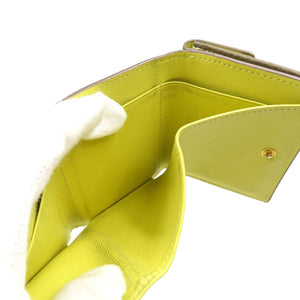 ボナベンチュラ  BWAT7-ETYE スモール ウォレット シュリンクレザー ゴールド金具 エトープ グレー イエロー 三つ折り財布 0196【中古】BONAVENTURA