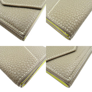 ボナベンチュラ  BWAT7-ETYE スモール ウォレット シュリンクレザー ゴールド金具 エトープ グレー イエロー 三つ折り財布 0196【中古】BONAVENTURA