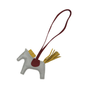 美品 エルメス ロデオPM アニョーミロ ブルーグラシエ ルージュアッシュ カリー グレー バッグチャーム 0197【中古】HERMES