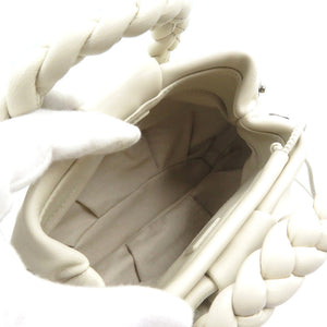 新品同様 ヘリュー ボンボン クロスボディ ラムスキン クリーム ホワイト 2WAY ショルダーバッグ ハンドバッグ 0199【中古】HEREU