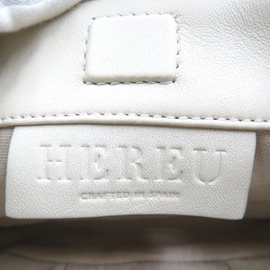 新品同様 ヘリュー ボンボン クロスボディ ラムスキン クリーム ホワイト 2WAY ショルダーバッグ ハンドバッグ 0199【中古】HEREU