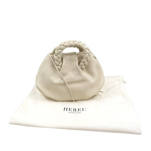 新品同様 ヘリュー ボンボン クロスボディ ラムスキン クリーム ホワイト 2WAY ショルダーバッグ ハンドバッグ 0199【中古】HEREU