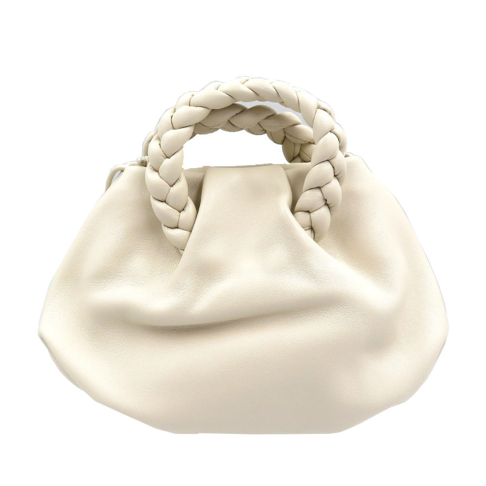 新品同様 ヘリュー ボンボン クロスボディ ラムスキン クリーム ホワイト 2WAY ショルダーバッグ ハンドバッグ 0199【中古】HEREU