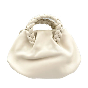 新品同様 ヘリュー ボンボン クロスボディ ラムスキン クリーム ホワイト 2WAY ショルダーバッグ ハンドバッグ 0199【中古】HEREU