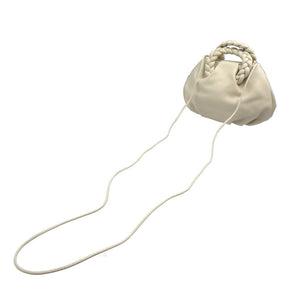 新品同様 ヘリュー ボンボン クロスボディ ラムスキン クリーム ホワイト 2WAY ショルダーバッグ ハンドバッグ 0199【中古】HEREU