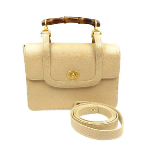 グッチ バンブー ヴィンテージ 000・113・0231 レザー ゴールド金具 ベージュ 2WAY ハンドバッグ ショルダーバッグ 0200【中古】GUCCI