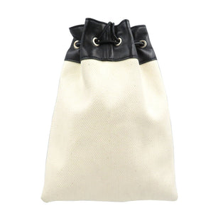 未使用 ジルサンダー ドローンストリングポーチ JPUS852018 MSB75036N コットン レザー シルバー金具 ライトベージュ ブラック ショルダーバッグ 0205【中古】JIL SANDER