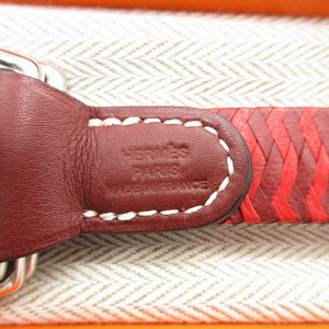 新品同様 エルメス ロマンス □O刻印(2011年製) レザー レッド 赤 ブラウン 茶 スカーフベルト 0211【中古】HERMES