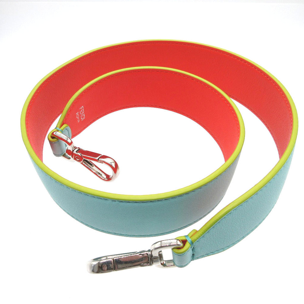 美品 フェンディ ストラップユー レザー 水色 オレンジ ショルダーストラップ 0212【中古】FENDI