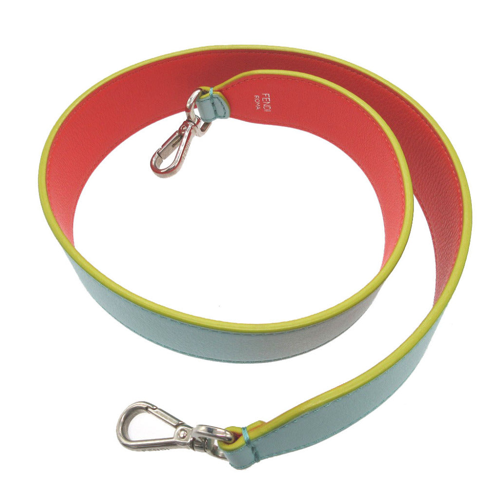 美品 フェンディ ストラップユー レザー 水色 オレンジ ショルダーストラップ 0213【中古】FENDI