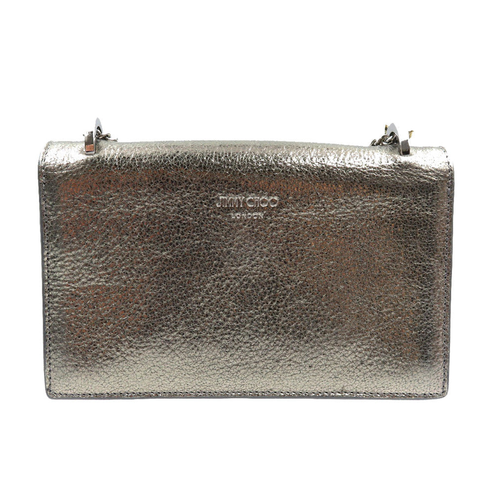 美品 ジミーチュウ レザー シルバー金具 シルバー チェーン ショルダーバッグ 0214【中古】JIMMY CHOO