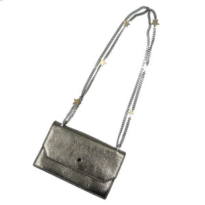 美品 ジミーチュウ レザー シルバー金具 シルバー チェーン ショルダーバッグ 0214【中古】JIMMY CHOO