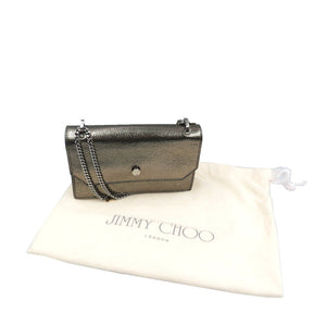 美品 ジミーチュウ レザー シルバー金具 シルバー チェーン ショルダーバッグ 0214【中古】JIMMY CHOO