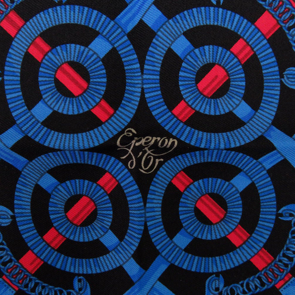 未使用 エルメス カレ45 ガヴロッシュ GAVROCHE シルク ブラック ブルー 黒 スカーフ 0222【中古】HERMES