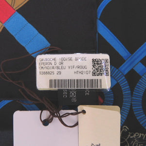 未使用 エルメス カレ45 ガヴロッシュ GAVROCHE シルク ブラック ブルー 黒 スカーフ 0222【中古】HERMES