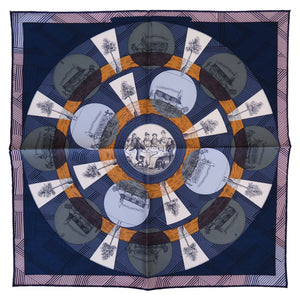 未使用 エルメス カレ45 ガブロッシュ ツイル オムニバス リミックス シルク マリン グリーン シエル スカーフ 0223【中古】HERMES