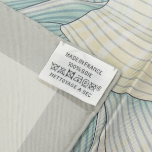 新品同様 エルメス カレ90 プロメリアの目線 INDEX BROMELIA シルク グリアルジャンブルー ヴェールアマンド 青  スカーフ 0227【中古】HERMES