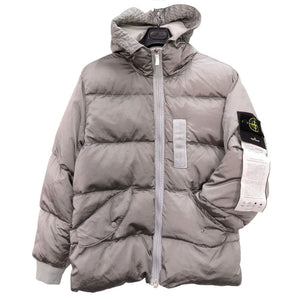 未使用 ストーンアイランド ガーメントダイ フード付き ナイロンメタルダウンジャケット 771543619 V0061 シルバー 0230【中古】STONE ISLAND