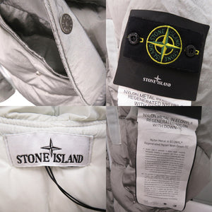 未使用 ストーンアイランド ガーメントダイ フード付き ナイロンメタルダウンジャケット 771543619 V0061 シルバー 0230【中古】STONE ISLAND