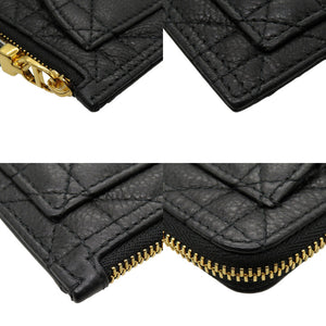 新品同様 ディオール CD レザー ブラック ゴールド金具 コインケース 小銭入れ 財布 黒 0235 【中古】 Dior
