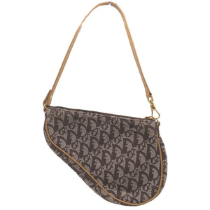 美品 クリスチャンディオール トロッター キャンバス ブラウン 茶 サドルポーチ ハンドバッグ 0001【中古】Christian Dior