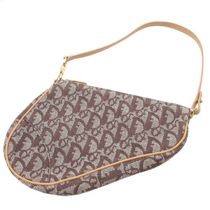 美品 クリスチャンディオール トロッター キャンバス ブラウン 茶 サドルポーチ ハンドバッグ 0001【中古】Christian Dior