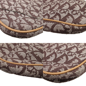 美品 クリスチャンディオール トロッター キャンバス ブラウン 茶 サドルポーチ ハンドバッグ 0001【中古】Christian Dior