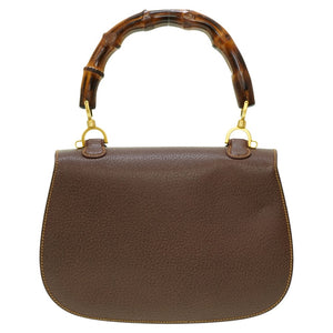 新品同様 グッチ バンブー ショルダー ハンドバッグ レザー ブラウン 0041【中古】GUCCI ショルダーストラップ付 ヴィンテージ
