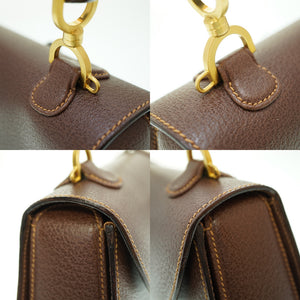 新品同様 グッチ バンブー ショルダー ハンドバッグ レザー ブラウン 0041【中古】GUCCI ショルダーストラップ付 ヴィンテージ